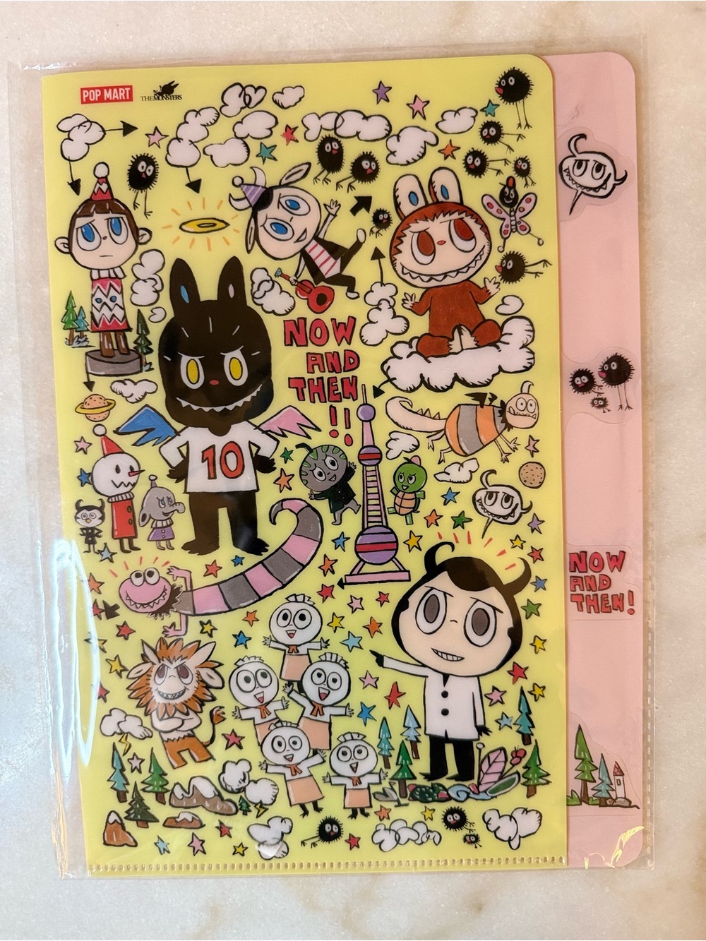 10 year Anniversary Pop Mart Now And Then Illustrated Folder - Yellow & Pink